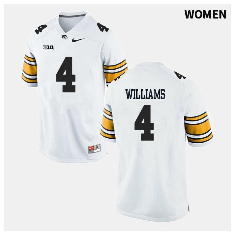 Women's Iowa Hawkeyes NCAA #4 Leshon Williams White Authentic Nike Alumni Stitched College Football Jersey WL34C56KM